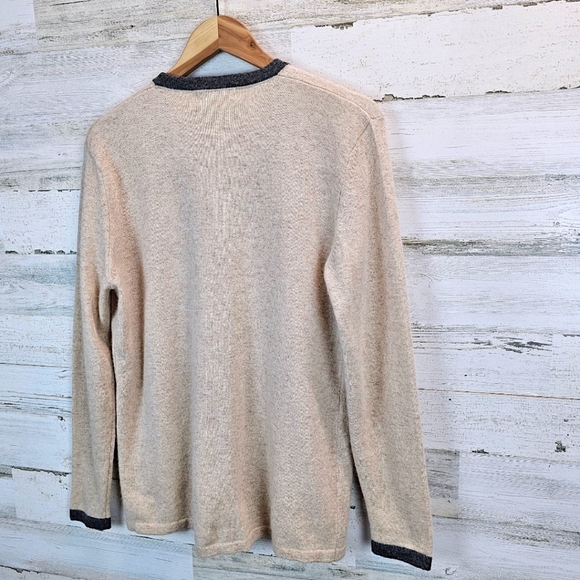VTG Casual Corner Womens Lambswool Angora V-Neck Cardigan Large Beige Grunge 90s - Picture 4 of 12